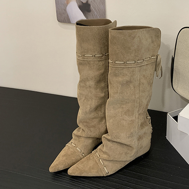 Winter Fashion Women Boots - Liyke Moda Tasarım İpli Bağcıklı Diz