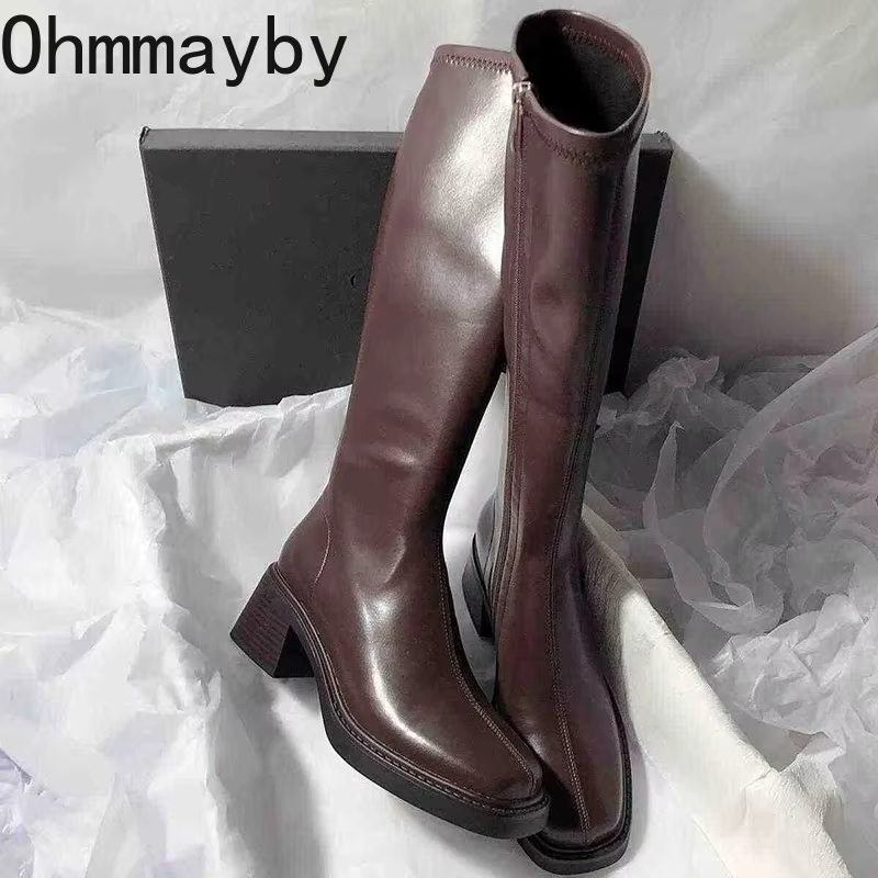 Winter Fashion Women Boots - Vintage Kalın Topuk Kadın Diz Yüksek