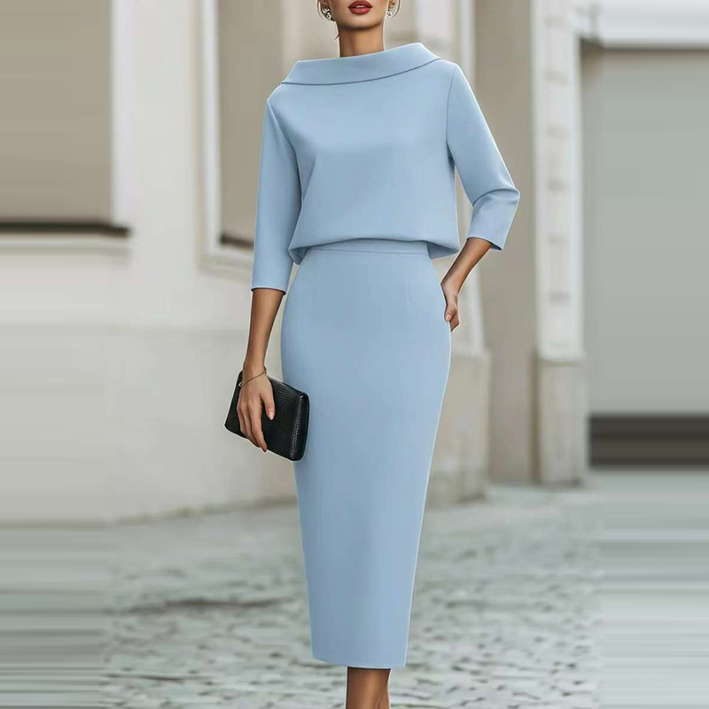 Women'S Fashion Quarter Zip - Moda O-Boyun Uzun Kollu Üstler Etekler