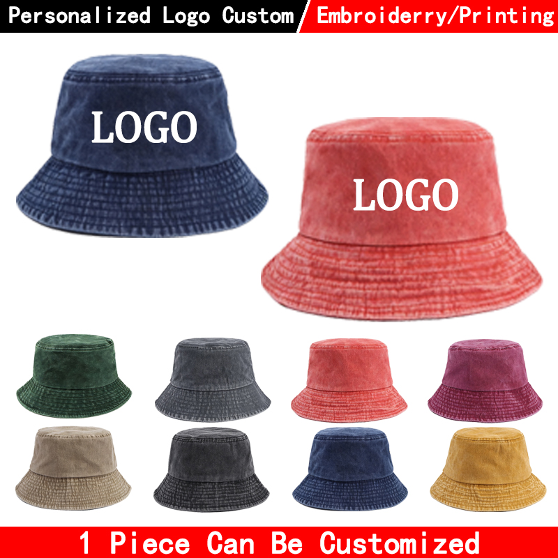 Women Fashion Hats - Özel logolu denim kova şapka, moda