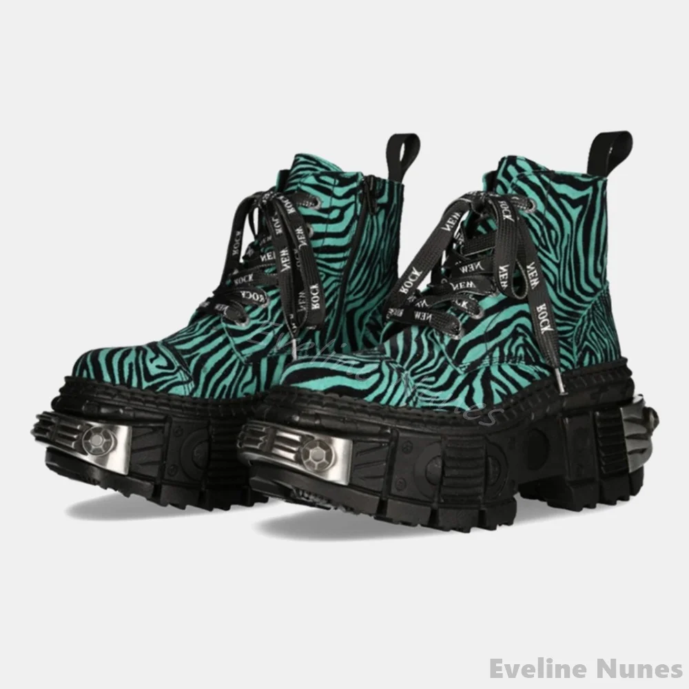 Winter Fashion Women Boots - Retro Kontrast Renk Leopar Baskı Serseri