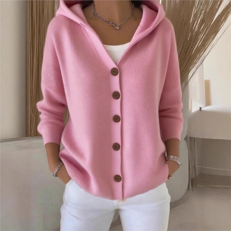 Women'S Fashion Quarter Zip - Basit Moda Örme Kapüşonlu Üst Yeni