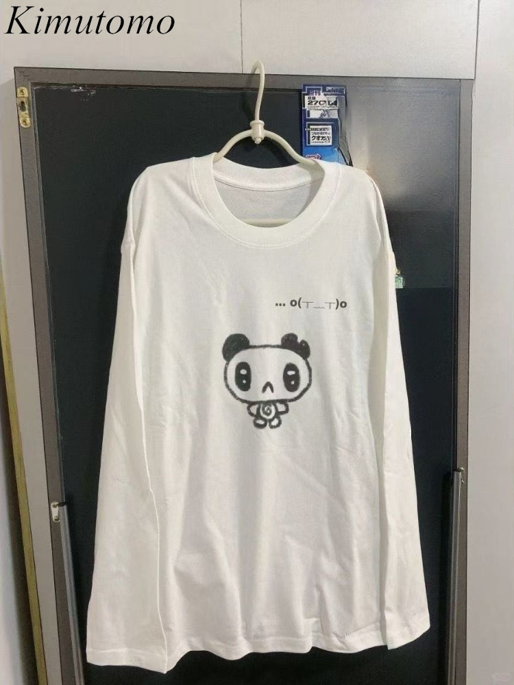 Women'S Fashion Tops - Kimutomo T Shirt Kadın Karikatür Baskılı