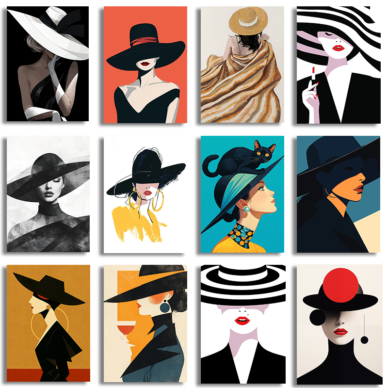 1 adet çerçevesiz tuval Moda G - Women Fashion Hats incelemesi ve fiyatı