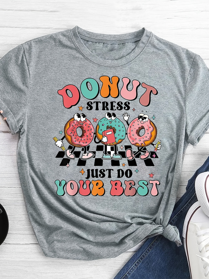 Karikatür Donut Baskılı Tişört - Women'S Fashion Trends Summer 2025 incelemesi ve fiyatı