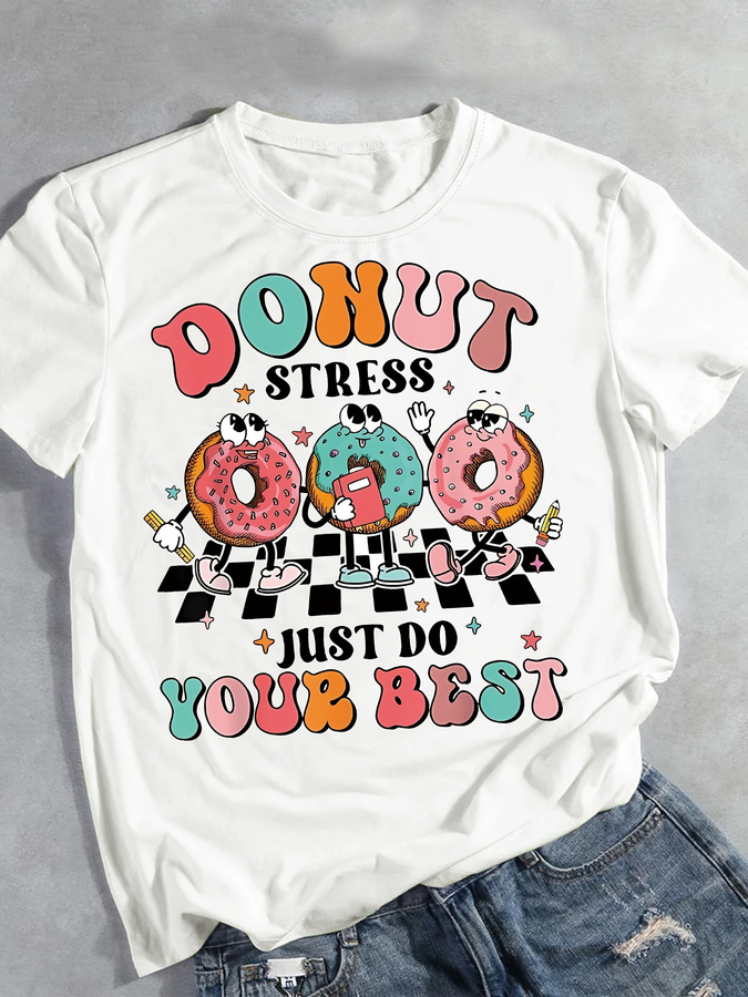 Karikatür Donut Baskılı Tişört - Women'S Fashion Trends Summer 2025 incelemesi ve fiyatı