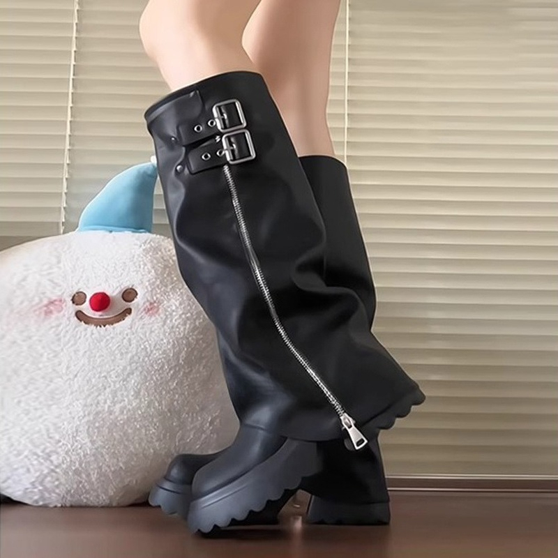 Punk Tarzı Ekleme Kalın Alt Ka - Winter Fashion Women Boots incelemesi ve fiyatı