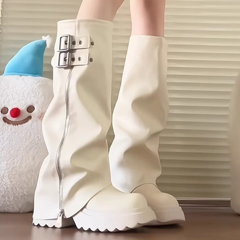 Punk Tarzı Ekleme Kalın Alt Ka - Winter Fashion Women Boots incelemesi ve fiyatı