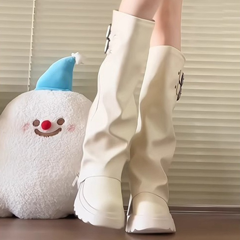 Punk Tarzı Ekleme Kalın Alt Ka - Winter Fashion Women Boots incelemesi ve fiyatı